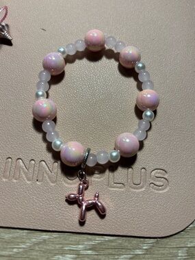 Pink balloon dog Hancrafted bracelet by me 🩷🎀